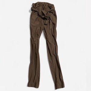 Active USA Olive Green Paper Bag Belted tie waist Trousers Officecore Style